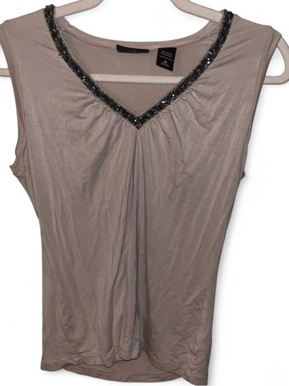 New York & Company Sleeveless Embellished V-Neck Top